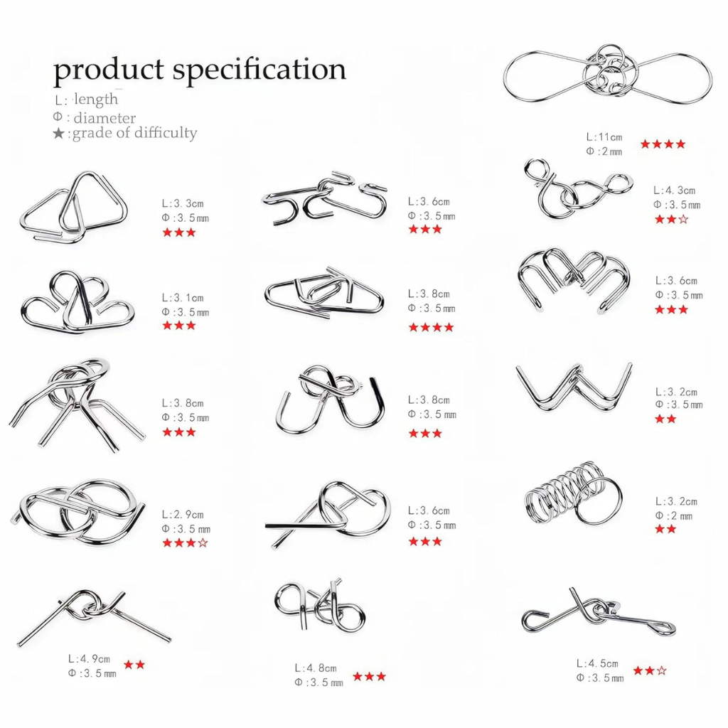 TwistMind™ – Metal Wire Puzzle IQ Test Set