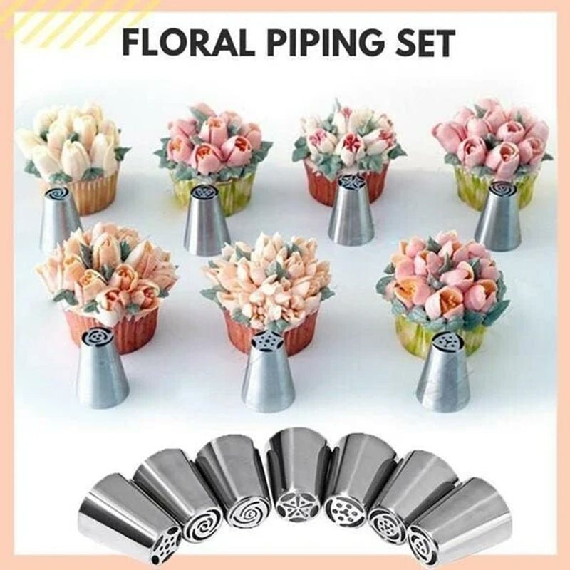 Bakerose™ - 7 - Piece Piping Set for Perfect Icing Flowers (40% Off) - Evesbury