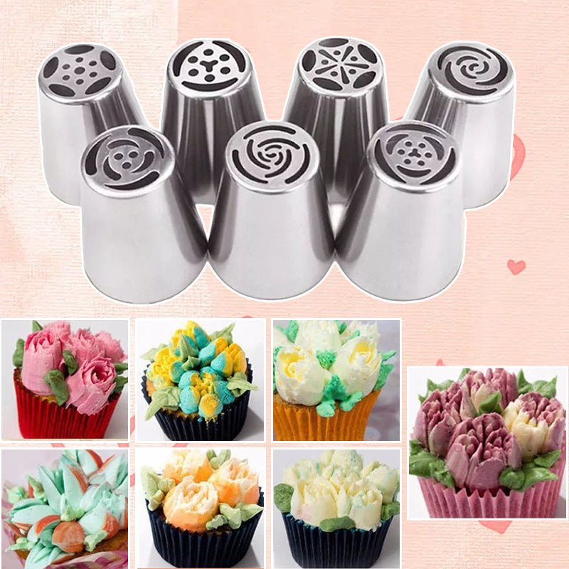 Bakerose™ - 7 - Piece Piping Set for Perfect Icing Flowers (40% Off) - Evesbury