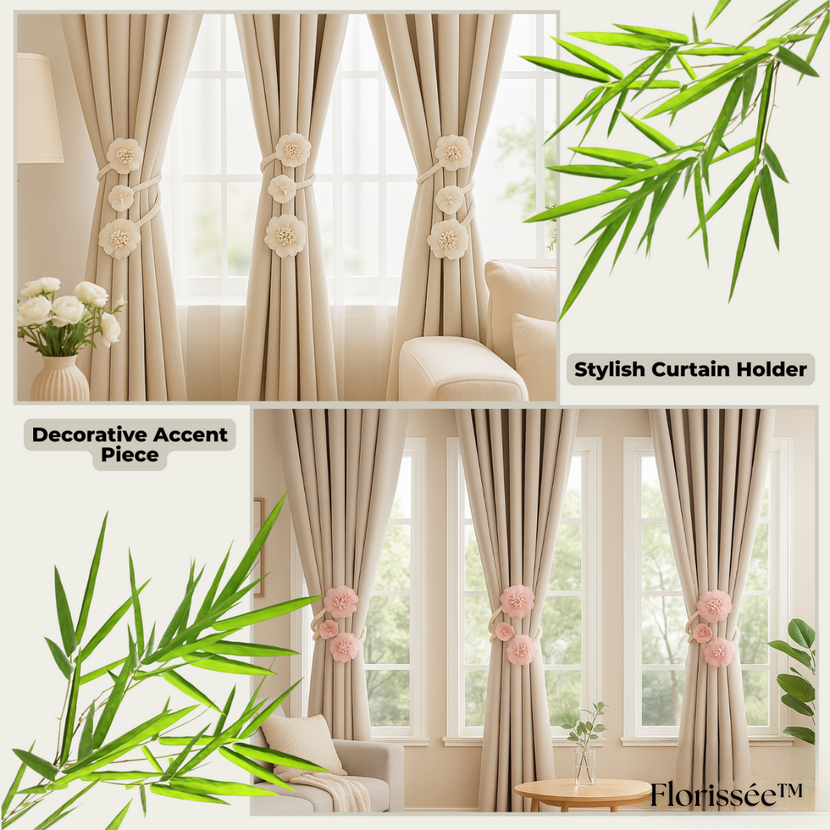 Florissée™ – Elegant Floral Curtain Holders (1+1 Free)