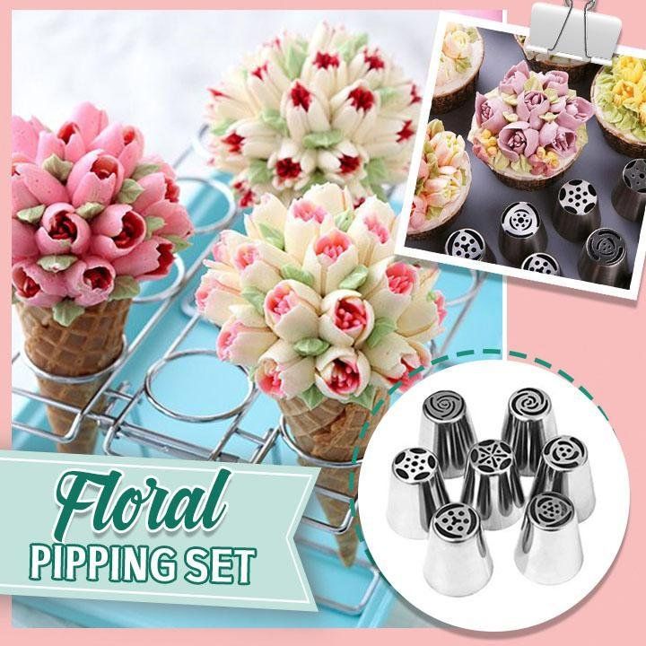 Bakerose™ - 7 - Piece Piping Set for Perfect Icing Flowers (40% Off) - Evesbury