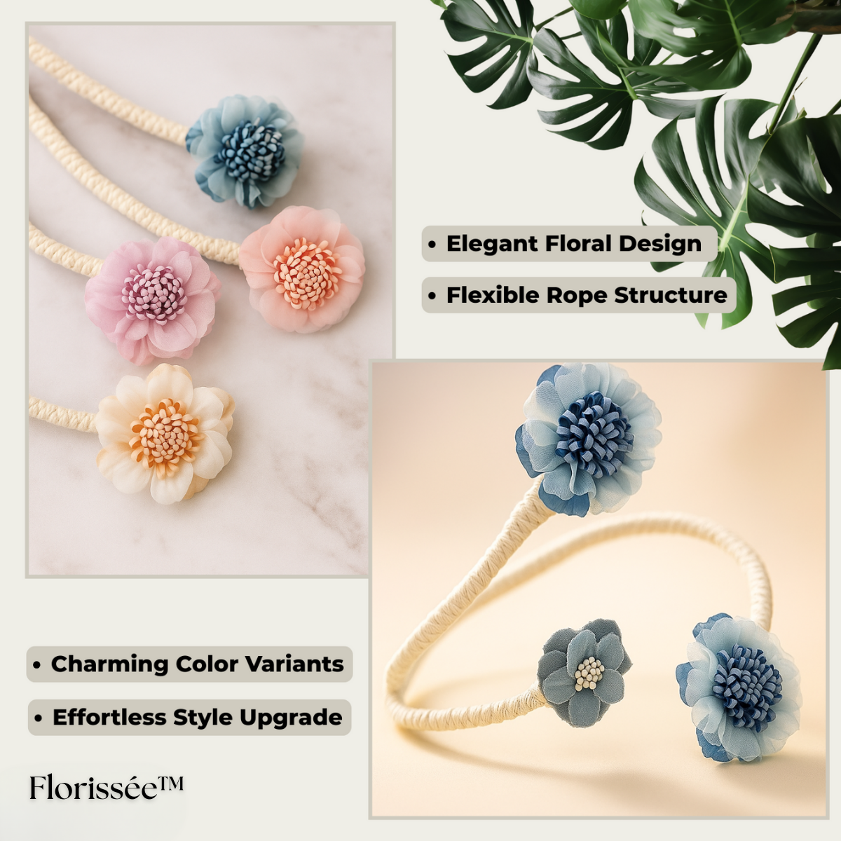 Florissée™ – Elegant Floral Curtain Holders (1+1 Free)