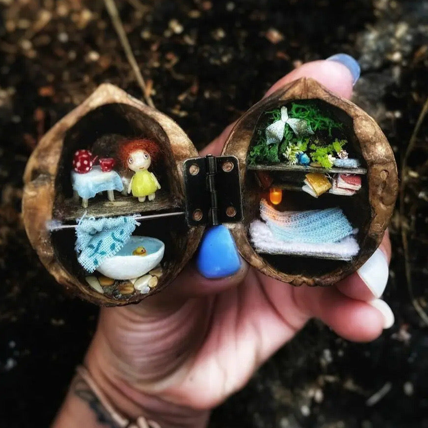 Elowood™ – Handcrafted Storybook Scene Inside a Walnut (50% Off)