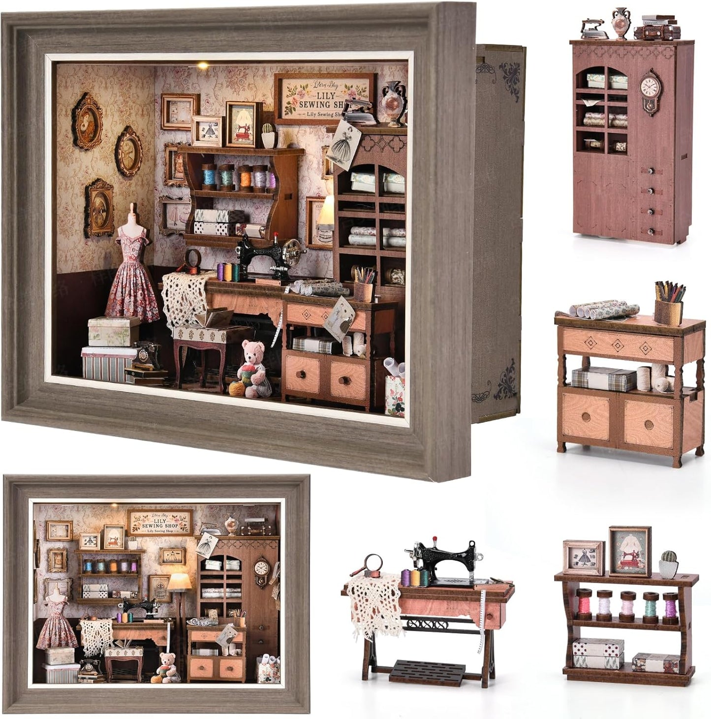 Nooklyn™ – Lily's Sewing Shop Book Nook Kit (50% Off)