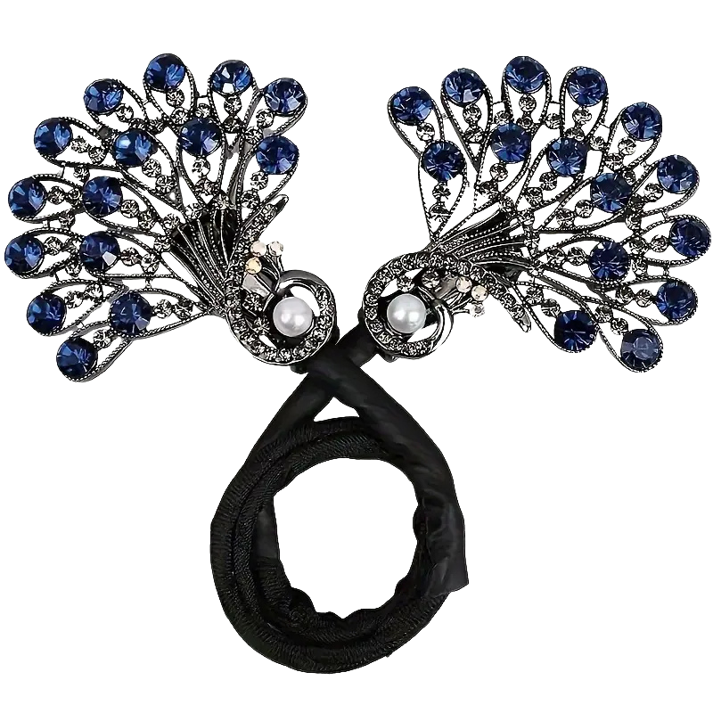 Pearliva™ - Elegant Peacock Rhinestone Hair Bun Clip (50% Off)