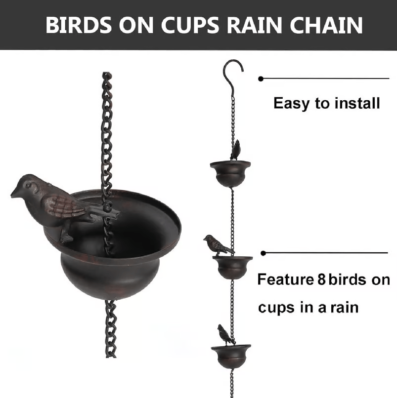 RainPerch™ – Bird Rain Chain for Garden Charm (50% Off)