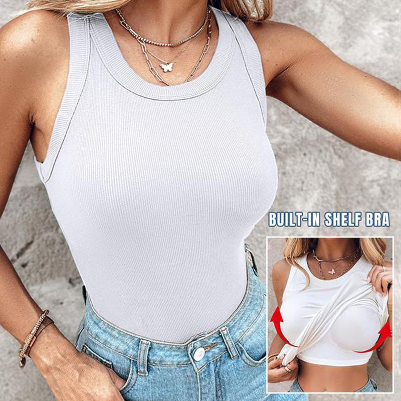 Vilea™ – Ribbed Tank Top with Built-In Bra (50% Off)