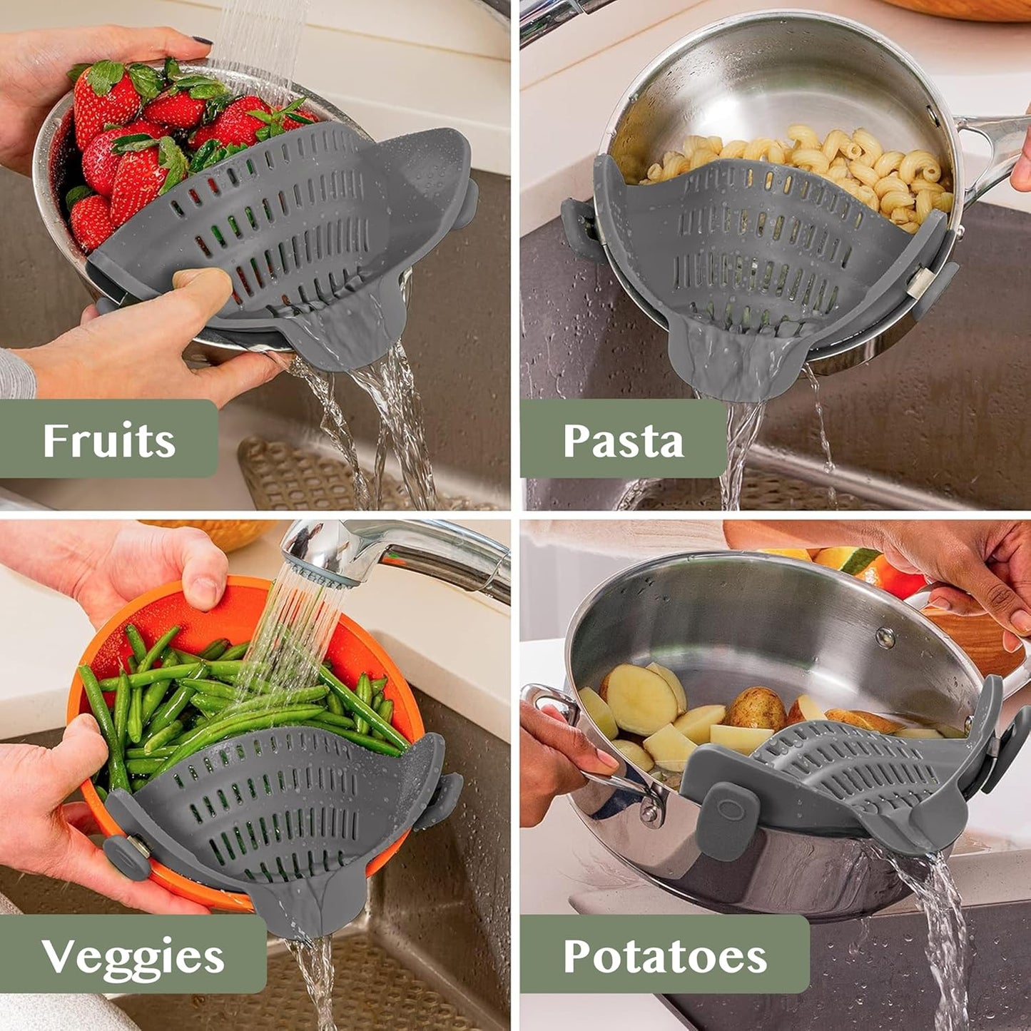 Strainex™ - Clip-On Strainer for Easy Draining
