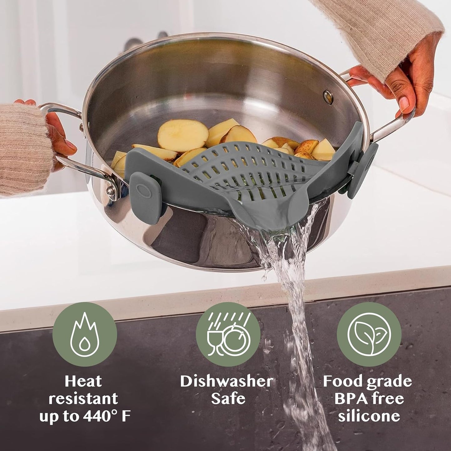 Strainex™ - Clip-On Strainer for Easy Draining