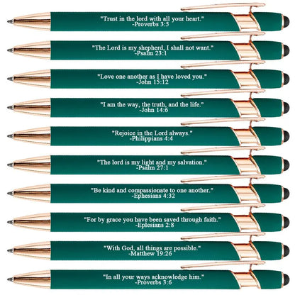 Inkria™ – 10 Pcs Bible Verse Pens with Stylus Tips  (50% Off)