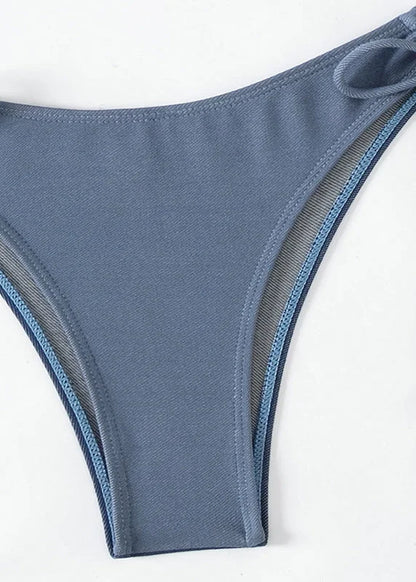 Virelle™ - Elegant Lace-Up Sleeved Bikini Set in Blue (50% Off)