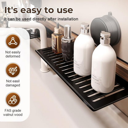 Tiera™ – Premium Walnut Wood Faucet Shelf (50% Off)