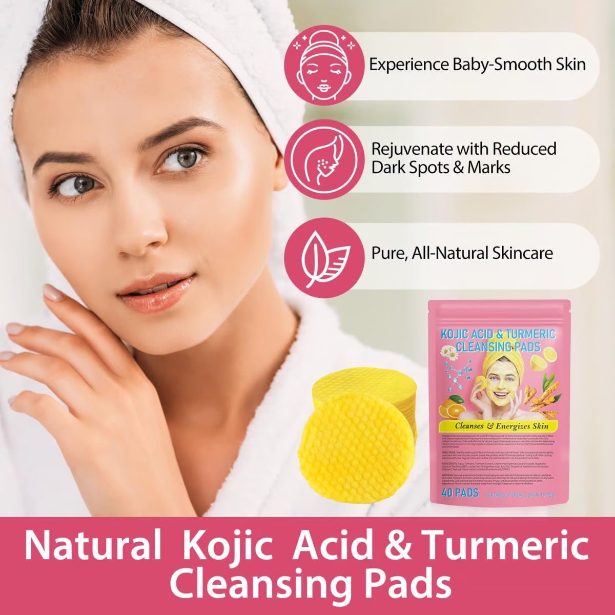 Fivfivgo™ - Turmeric Kojic Acid Cleansing Pads (1+1 Free) - Evesbury