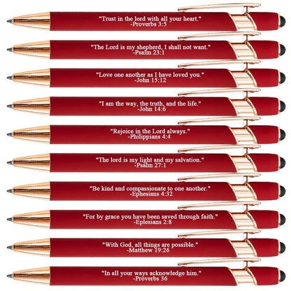 Inkria™ – 10 Pcs Bible Verse Pens with Stylus Tips  (50% Off)